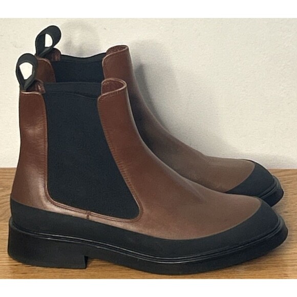 Frame Paris Shoes - Frame Paris Women Le Holland Leather Rubber Brown Chelsea Boots EUR 37 US 7